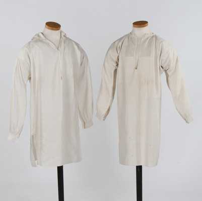 Lot 410 - Two men's shirts, late 18th-early 19th century,...