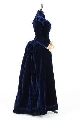 Lot 426 - A sapphire blue velvet day dress by Miss...