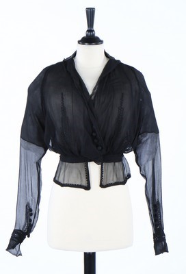 Lot 431 - A Charles Drecoll black chiffon blouse, circa...