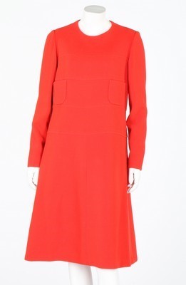 Lot 244 - A Christian Dior couture red wool day dress,...