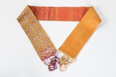 Lot 477 - A brocaded silk bridal sash, (hizam), Fez,...