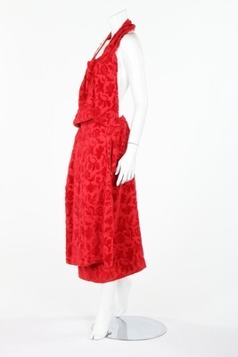 Lot 334 - A Comme des Garcons red cotton velvet...