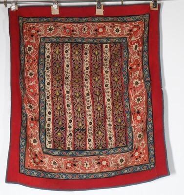 Lot 480 - An embroidered and appliqued Rescht panel,...