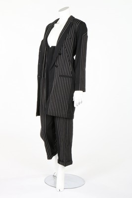 Lot 337 - A Yohji Yamamoto black embroidered pinstriped...