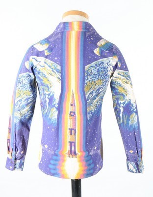 Lot 252 - A Ruskin 'Lunar Rocket' printed cotton shirt,...