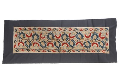 Lot 432 - An embroidered muslin bolster cover, Ottoman,...