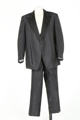 Lot 278 - A Tommy Nutter black self-striped silk evening...