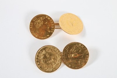 Lot 303 - Three pairs of cuff-links, comprising: pair...