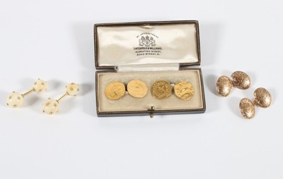 Lot 303 - Three pairs of cuff-links, comprising: pair...