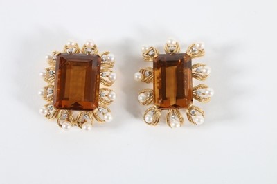 Lot 309 - Two near matching smokey quartz, pearl and...