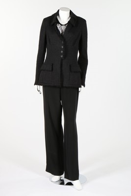 Lot 17 - A Chanel black tweed jacket, circa 2000,...