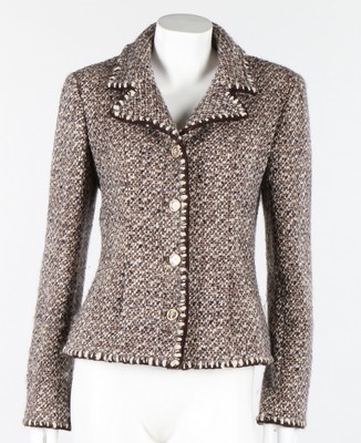 Lot 18 - A Chanel flecked brown tweed jacket, circa...