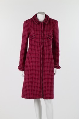 Lot 22 - A Chanel puce and black checked wool/alpaca...