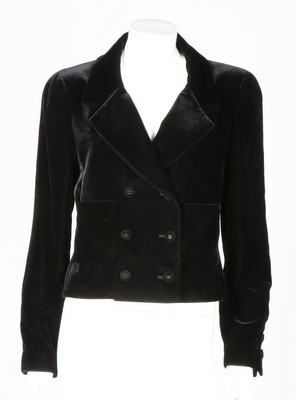 Lot 28 - A Chanel black velvet evening jacket, 1998,...