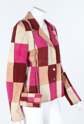 Lot 35 - A Chanel patchwork suede jacket and matching...