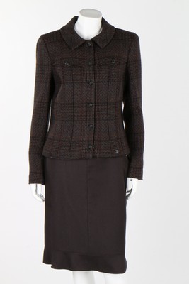 Lot 36 - A Chanel dark brown flecked tweed jacket,...