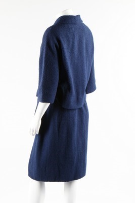 Lot 111 - A Givenchy couture blue bouclé wool suit,...