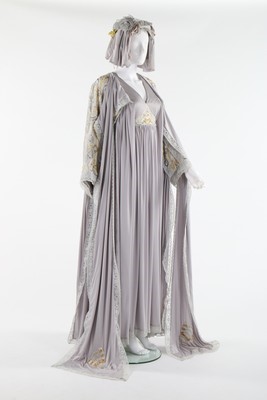 Lot 159 - An opulent Bill Gibb grey Quiana jersey kaftan-...