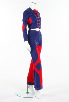 Lot 135 - A Mr Freedom blue and red velvet baseball suit,...