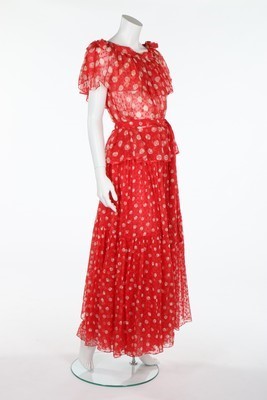 Lot 166 - An Yves Saint Laurent red and white polka dot...