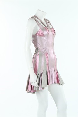 Lot 288 - An Alexander McQueen metallic finished suede...