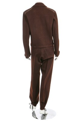 Lot 103 - A man's brown wool ski-suit, mid-late 1930s,...