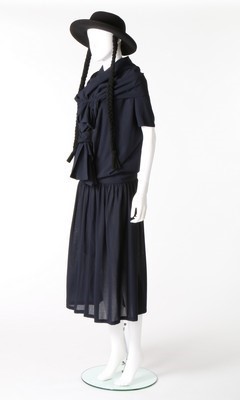 Lot 255 - A Yohji Yamamoto navy wool dress and felt hat...