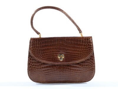 Lot 1 - A Gucci brown crocodile handbag, 1960s,...
