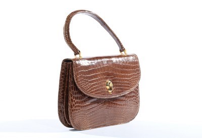 Lot 10 - A Gucci brown crocodile handbag, 1960s,...