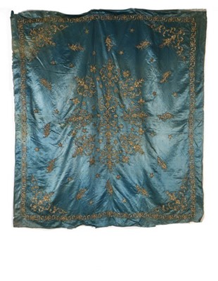 Lot 455 - A turquoise satin Marawedding coverlet,...