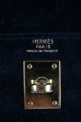 Lot 17 - An Hermès black suede miniature Kelly bag,...