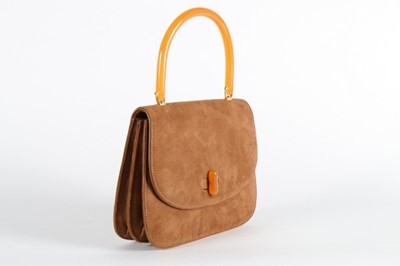 Lot 36 - A Gucci tan suede handbag, late 1960s, with...