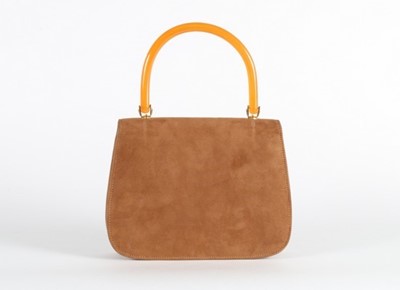 Lot 36 - A Gucci tan suede handbag, late 1960s, with...