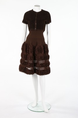 Lot 263 - An Azzedine Alaïa brown knitted silk cocktail...