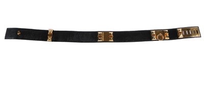 Lot 237 - An Hermès black lizard Collier de Chien belt,...