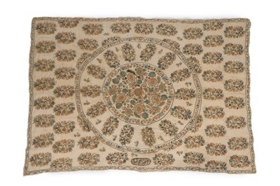 Lot 464 - An embroidered muslin panel, Turkish, Ottoman,...