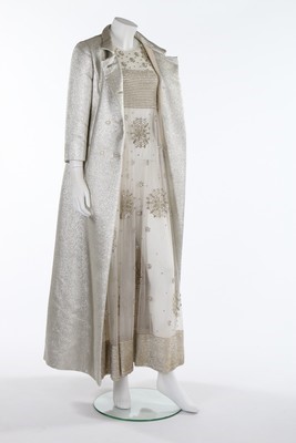 Lot 117 - A Mila Schn couture embroidered silver evening...