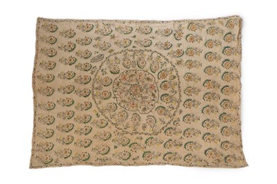 Lot 465 - An embroidered muslin panel, Turkish, Ottoman,...