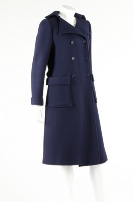 Lot 104 - A Courreges navy wool coat, early 1970s,...