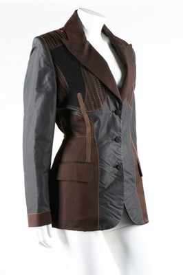 Lot 105 - A Jean Paul Gaultier black satin and brown pin-...