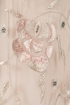 Lot 109 - A floss silk embroidered pale pink chiffon...