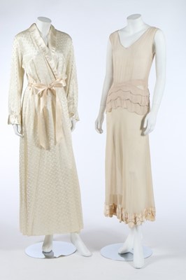 Lot 114 - Two 1930s bias cut bridal gowns, one beaded...