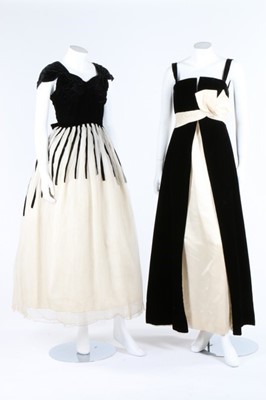 Lot 115 - Black and white evening gowns, including a...