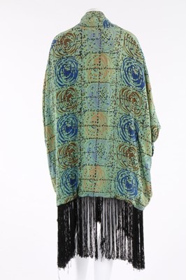 Lot 126 - A printed green crepe kimono style jacket with...