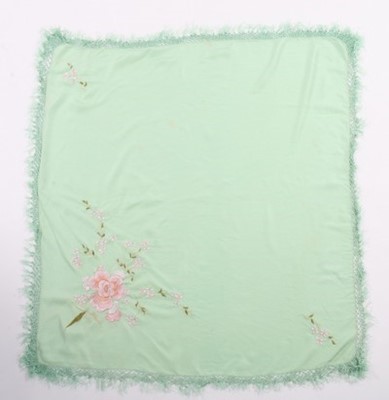 Lot 126 - A printed green crepe kimono style jacket with...