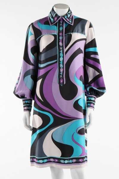 Lot 128 - An Emilio Pucci printed silk shirt-dress, late...