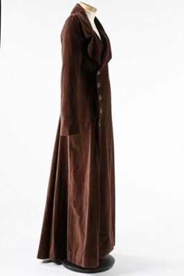 Lot 167 - A rare Biba man's brown velvet maxi coat, late...