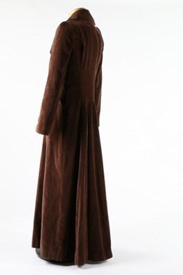 Lot 167 - A rare Biba man's brown velvet maxi coat, late...