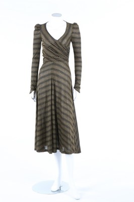 Lot 144 - A Biba black and gold striped lurex dress,...