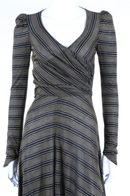 Lot 144 - A Biba black and gold striped lurex dress,...